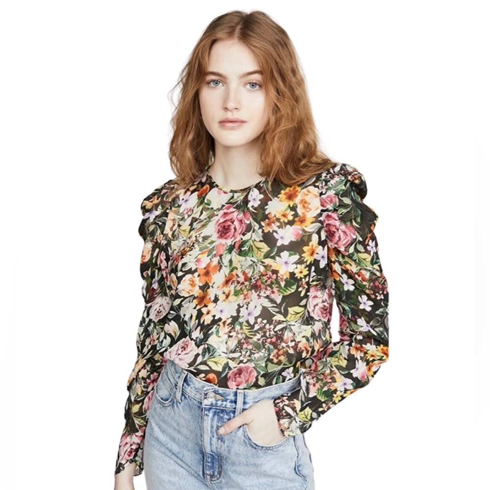 Generation Love Jada Floral Ruched Silk Top - NWT